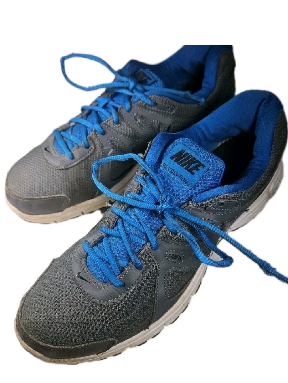 Nike Men  Revolution 2 Gray/Blue Run Walk Jog  Sneaker 554953-037 Sz:10 Tech(7B